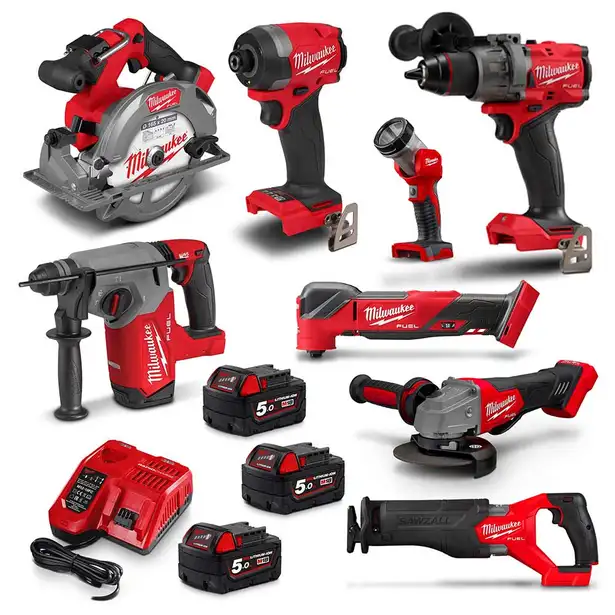MILWAUKEE 18V FUEL™ 8 Piece 3x5.0Ah Combo Kit Power Pack