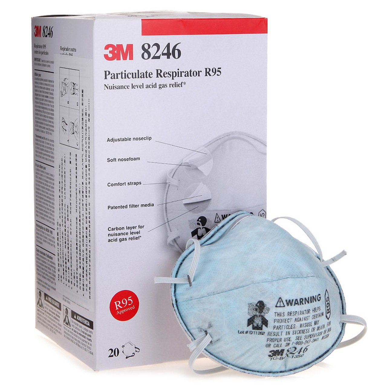 R95 Particulate Respirator with Nuisance Level Acid Gas Relief - (Case of 120) - Image 2
