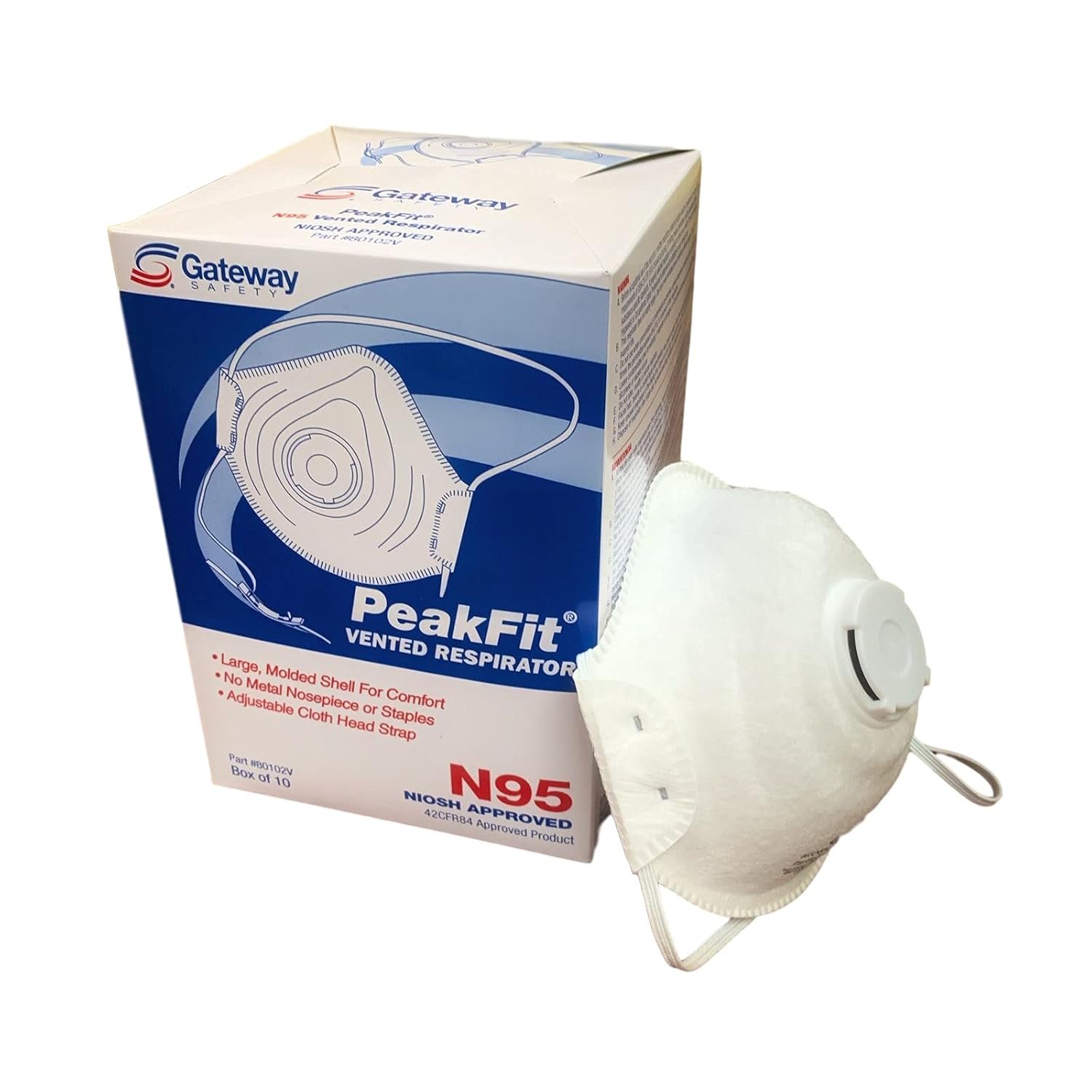 PeakFit Disposable Vented Respirator (10 per Box) - (Case of 120) - Image 3