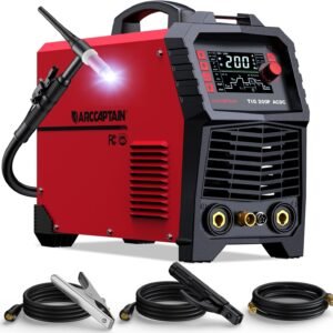 ARCCAPTAIN TIG Welder AC/DC 200Amp with Pulse, Aluminum TIG Welder 110V/220V TIG Welder with Square/Triangular Wave/Stick/MMA/Spot 7 in 1 MultiProcess Welding Machine