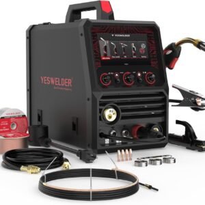 YESWELDER Multifunctional MIG Welder, Dual Pulsed 7-Inch LCD Screen 120V/240V, 6-In-1 MIG/Pulsed MIG/Flux Core/Spool Gun Compatible/Lift TIG/Stick Welding Machine DP200