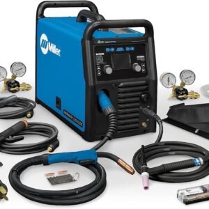 Miller 907757 Multimatic 220 AC/DC Multiprocess Welder - Versatile Multi-Process MIG, Flux-Cored & TIG Welder Machine - Portable Welding Machine with MIG Gun, TIG Torch & Multi-Voltage Plug 120V&240V