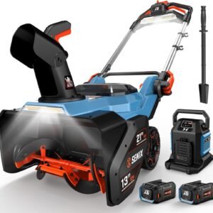 SENIX 60V 21" Cordless Snow Blower, Steel Auger, 3500W Brushless Motor, Heated Handle,13" Depth, 45FT Throw Distance, LED Lights, 16000mAh Batteries(Single Box) & Dual Port Charger,1200lbs/min