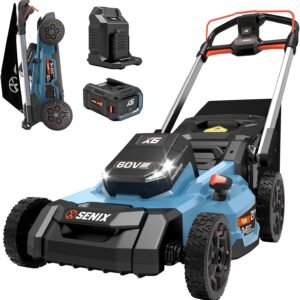 SENIX X6 60 Volt Max* 21-Inch 3-in-1 Cordless Push Lawn Mower, with Bagging, Mulching, and Side Discharge, Height Adjustment, Smart Display, 6Ah Lithium-ion Battery & Charger Included (LPPX6-H)