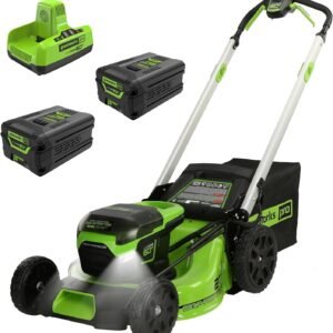 Greenworks 60V 21" Self-Propelled Cordless Lawn Mower, Brushless Motor, LED Lights, Includes 2X 4.0Ah Batteries & Rapid Dual-Port Charger(75+ Tool Compatibility, 45Min Runtime)