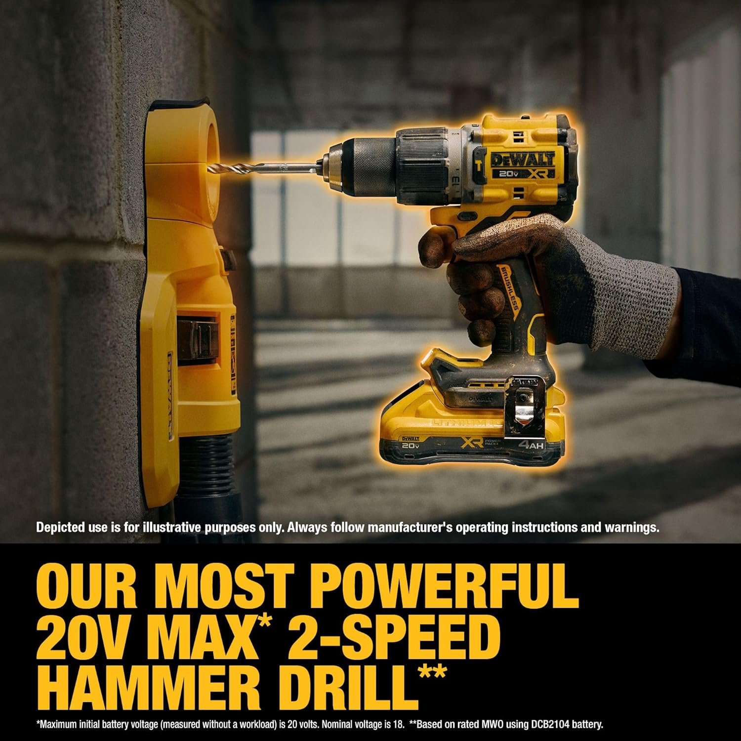 DEWALT 20V MAX XR Impact Driver and Hammer Drill Cordless Power Tool Combo Kit, Includes 2x 4ah POWERPACK Batteries and a Charger (DCK250QQ2) - Image 4