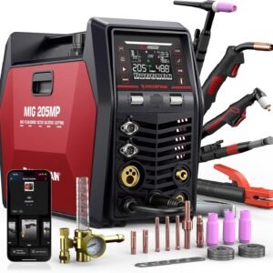 ARCCAPTAIN MIG205MP MIG Welder 9 IN 1 iControl APP Control Plasma Cutter/Pulsed MIG/Flux Core/Spool Gun/DC HF/Lift TIG/Clean/Stick Aluminum Welding Machine 120/240V Dual Voltage Multiprocess Welder