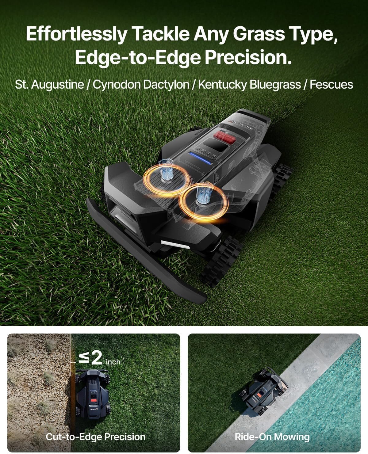 Segway Navimow X450 Robot Lawn Mower Wire Free, for up to 1.5 Acres, 4WD for 84% Slopes, Zero-Turn for Damage-Free Mowing, ORV-Tuned Lawnmower, MowMentum with 2 × 180W Motors, 0.75–4 in Cutting Height - Image 6